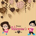 Valentine's Day and lovers on Heart chocolate Party background. Vector Party Heart chocolate and full heart on colorful Background Royalty Free Stock Photo