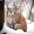 Valentine\'s Day Loving Cuddling Bobcat Couple