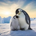 Valentine\'s Day Loving Cuddling Emperor Penguin Couple Royalty Free Stock Photo