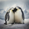 Valentine\'s Day Loving Cuddling Emperor Penguin Couple