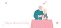 Valentine's day old couple. Senior couple love concept. illustration