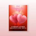 Valentine`s Day Party background invitation Flyer template design.vector