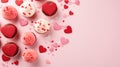 Valentine's Day party with heart-shaped decorations, confetti, and cupcakes Royalty Free Stock Photo