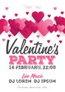 Valentine`s Day party invitation flyer. The template for the club, musical evenings. Speech by musicians, DJs. Night festive party Royalty Free Stock Photo