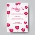 Valentine`s day party invitation with illustration of balloon 3D red heart shape illustration with white background Royalty Free Stock Photo