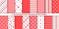 Valentine's day pattern. Cute seamless background. Red pink prints with hearts. Set of love textures Royalty Free Stock Photo