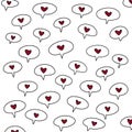 Valentine\'s Day pattern. Hearts, words, love. Template background for design