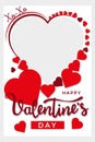 Valentine\'s Day photo booth prop with red hearts. Flat style vector illustration