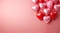 Valentine\'s Day Pink Heart-shaped Balloons, Banner With Copyspace, Love Background Concept, Blank Space
