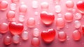 Valentine\'s Day. Pink hearts made of colored ice, flat lay, background Royalty Free Stock Photo