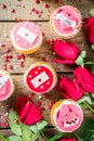 Valentine`s day pink and red cupcakes