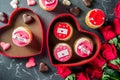 Valentine`s day pink and red cupcakes