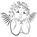 Angel or cupid little baby , llustration realistic sketch