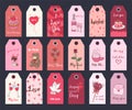 Valentine s Day printable tags collection. Festive set of stickers. Vector graphics Royalty Free Stock Photo