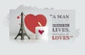 Valentine's Day Quotes with Candle, Hearth and Eiffel Tower Souv Royalty Free Stock Photo