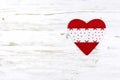 Valentine`s Day. Red Heart On White Boards Background