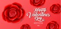 Valentine`s day , Red Roses Background, sale banner , hearts ,vector illustration Royalty Free Stock Photo