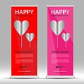 Valentine`s day Roll up banner stand template, Pull up, display, advertisement, business flyer, poster, presentation Royalty Free Stock Photo