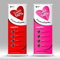 Valentine`s day Roll up banner stand template, Pull up, display, advertisement, business flyer, poster, presentation, corporate Royalty Free Stock Photo
