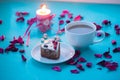 Valentine`s Day, romantic dinner for your favorite - big cup of Royalty Free Stock Photo