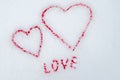Valentine`s day. Valentine`s romantic love, eternal love. Friends Forever. Two Bloody Hearts