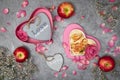 valentine's day rose apple pie, mother's day homemade cake, heart shaped pink Royalty Free Stock Photo