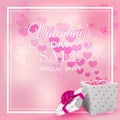 Valentine`s day sale template. Vector