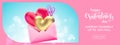 Valentine\'s day sale banner background with valentine envelope pink bokeh backgroun Royalty Free Stock Photo