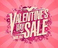 Valentine`s day sale banner design, lettering vector illustration Royalty Free Stock Photo