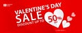 Valentine`s day sale banner vector template, Valentines Heart sale tags, web banner design