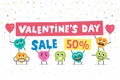 Valentine`s day sale. happy hearts