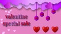 valentine\'s day sale image with valentine wishes and heart shapes