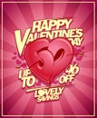 Valentine`s day sale, lovely savings, half price Valentine day discounts Royalty Free Stock Photo