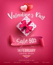 Valentine's Day Sale Poster or banner with sweet gift,sweet heart and lovely items on pink background.Promotion and shopping Royalty Free Stock Photo