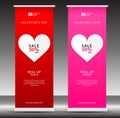 Valentine`s day sale Roll up banner template, flyer layout vector, pull up, x-banner Royalty Free Stock Photo
