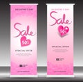 Valentine`s day sale Roll up banner template, flyer layout vector, pull up, x-banner, web banner design, business flyer Royalty Free Stock Photo