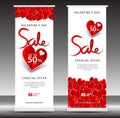 Valentine`s day sale Roll up banner template, flyer layout vector, pull up Royalty Free Stock Photo