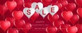 Valentine`s day sale,Template Banner,Hearts Balloons,Vector Royalty Free Stock Photo