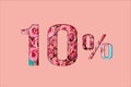 Valentine`s day sale banner. Promotion of the poster sale or 10 percent discount for sale in the store Royalty Free Stock Photo