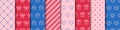 Valentine`s day seamless eight patterns collection. Festive wrapping paper. Wrapping paper design templates