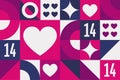 Valentine s Day. Seamless geometric pattern. Template for background, banner, card, poster. Vector EPS10 illustration.