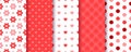 Valentine's day seamless pattern. Cute background. Red pink textures with hearts. Set girly prints Royalty Free Stock Photo