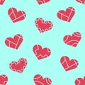Valentine`s day seamless pattern with decorative broken hearts. Vector illustration Royalty Free Stock Photo
