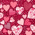 Valentine`s day seamless pattern with different hearts. Beautiful vector illustration Royalty Free Stock Photo