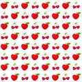 Valentine`s day seamless pattern, fruit hearts