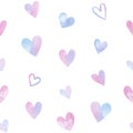 Valentine`s day seamless pattern of gradient hearts, isolated on white