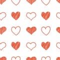 Valentine`s day seamless pattern with hand - drawn hearts. Vector illustration Royalty Free Stock Photo