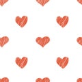 Valentine`s day seamless pattern with hand - drawn hearts. Vector illustration Royalty Free Stock Photo