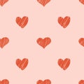 Valentine`s day seamless pattern with hand - drawn hearts. Vector illustration Royalty Free Stock Photo