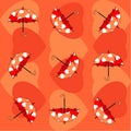 Valentine`s Day seamless pattern with hart and umbrellas